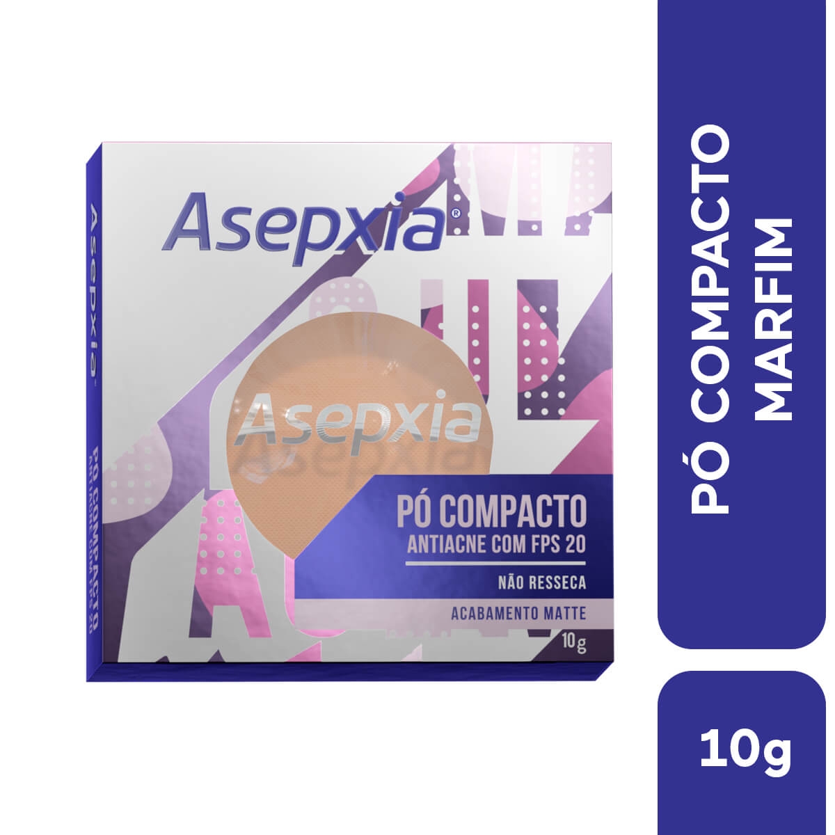 Pó Compacto Asepxia Antiacne Cor Marfim FPS 20 com 10g Menor preço em Pó Compacto Asepxia Antiacne Cor Marfim FPS 20 com 10g