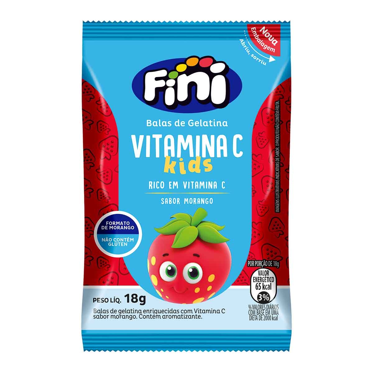 Fini Bem-Estar Kids Bala de Gelatina de Vitamina C com Sabor de Morango com 18g Menor preço em Fini Bem-Estar Kids Bala de Gelatina de Vitamina C com Sabor de Morango com 18g