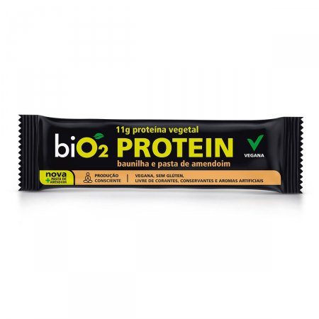 Barra de Proteína Vegana Bio2 Sabor Baunilha e Pasta de Amendoim com 45g
