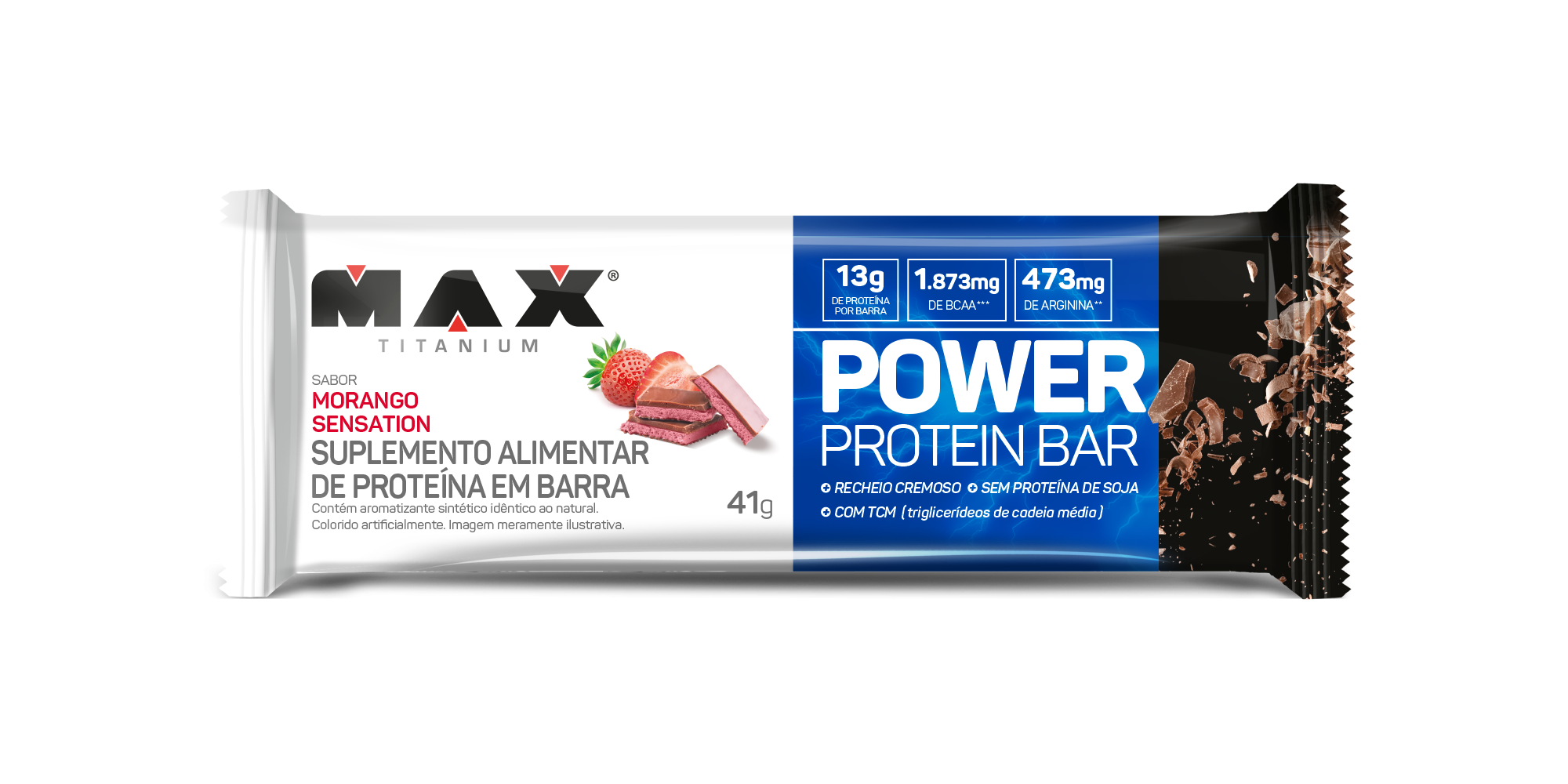 Barra De Proteína Power Protein Bar Max Titanium Sabor Morango