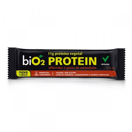 Barra de Proteína Vegana Bio2 Sabor Alfarroba e Pasta de Amendoim com 45g