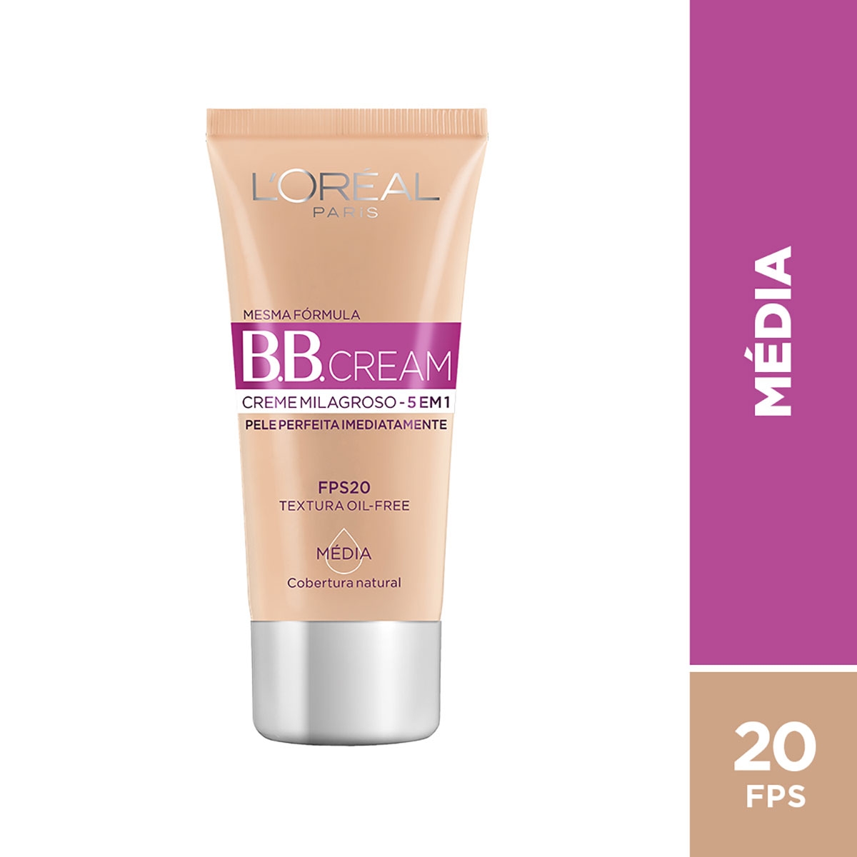 Base BB Cream L'Oréal Paris 5 em 1 Cor Média FPS 20 30ml