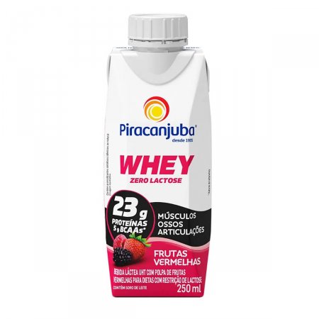 Piracanjuba Whey Bebida Láctea Zero Lactose Frutas Vermelhas com 250ml