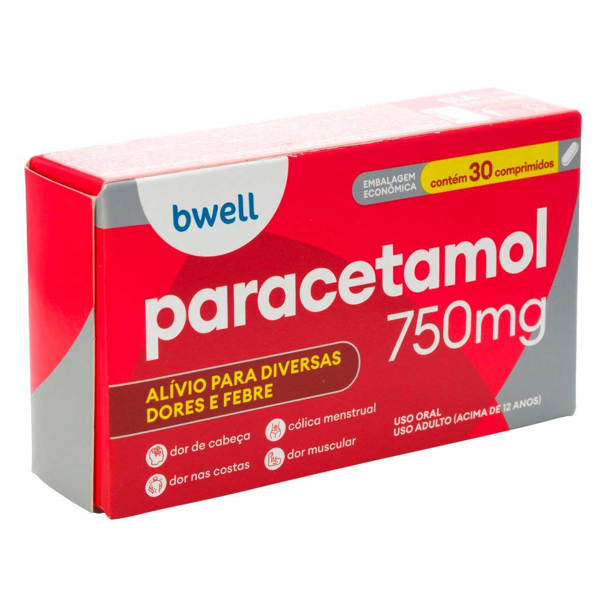 bwell Paracetamol 750mg 30 comprimidos