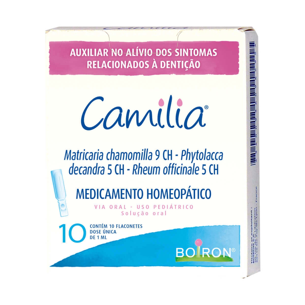 Camilia Matricaria Chamomila 9CH+ Phytolacca Decandra 5CH + Rheum Officinale 5CH Solução Oral 10 flaconetes de 1ml