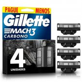 Refil para Aparelho de Barbear Gillette Mach3 Carbono 4 cargas