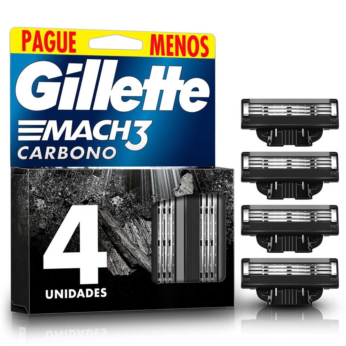 Refil para Aparelho de Barbear Gillette Mach3 Carbono 4 cargas Menor preço em Refil para Aparelho de Barbear Gillette Mach3 Carbono 4 cargas