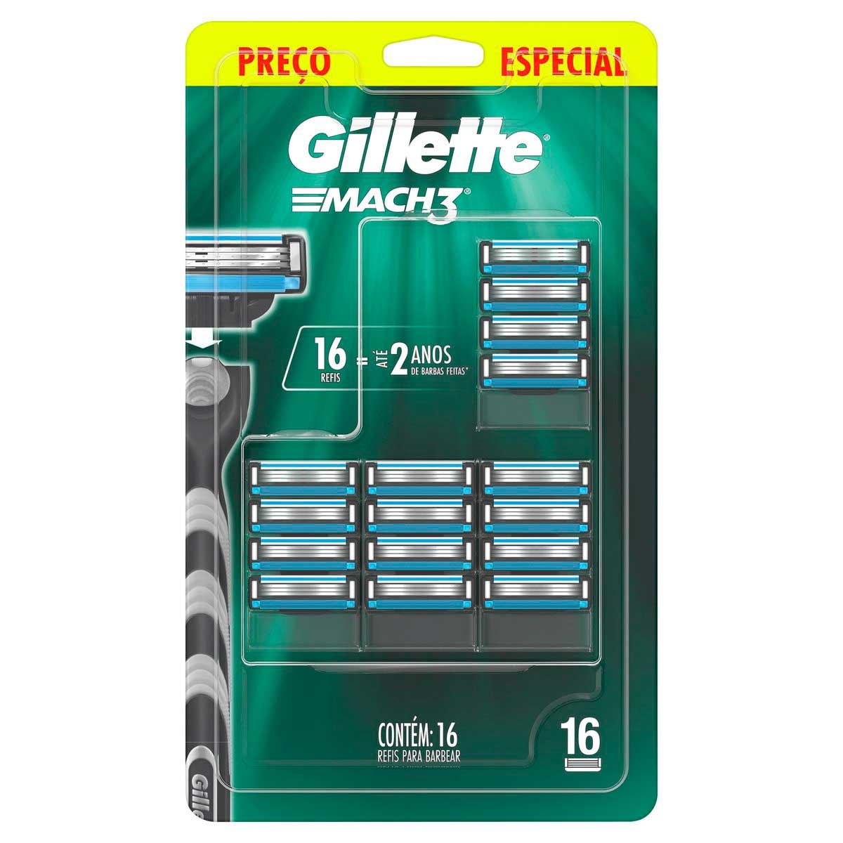 Carga para Aparelho de Barbear Gillette Mach3 com 16 Unidades 16 Unidades