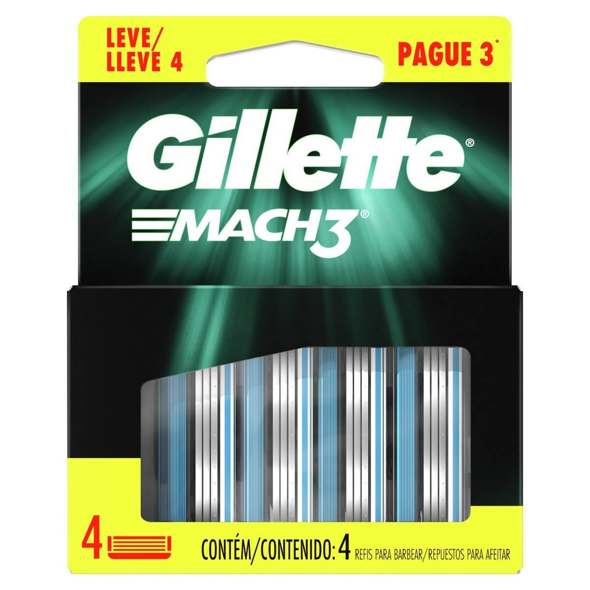 Refil para Barbear Gillette Mach3 com 4 Unidades 4 Unidades