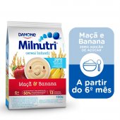 Cereal Infantil Milnutri Banana e Maçã Zero Açúcar com 150g