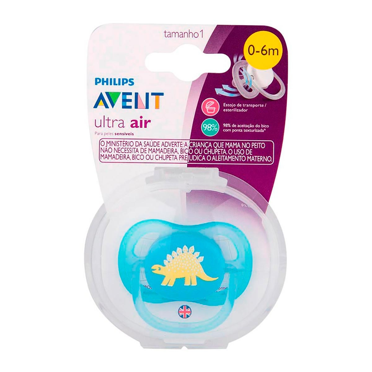 Chupeta Philips Avent 0 a 6 Meses Azul Decorada com 1 unidade | Droga Raia