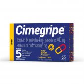 Cimegripe Cloridrato Fenillefrina 4mg + Paracetamol 400mg + Maleato de Clorfeniramina 4mg 20 cápsulas