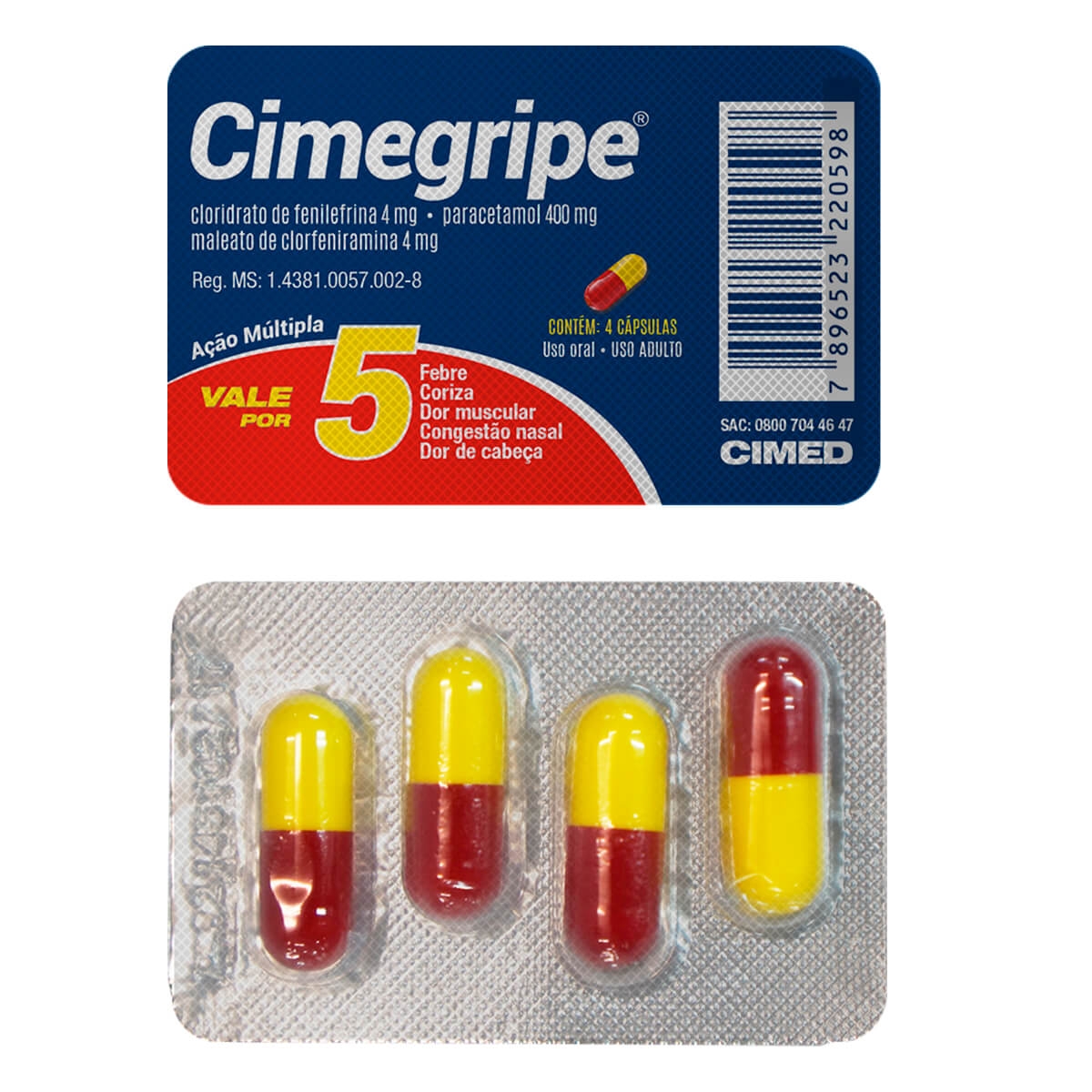 Cimegripe 4 Cápsulas Cimed | Droga Raia