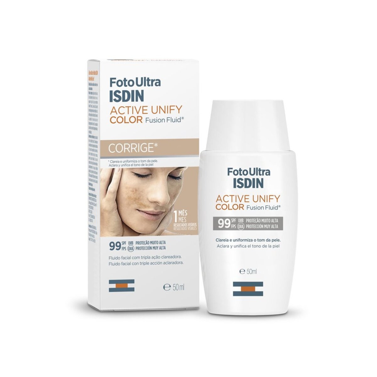 Clareador Facial Isdin FotoUltra Active Unify Fusion Fluid Color FPS 99 50ml