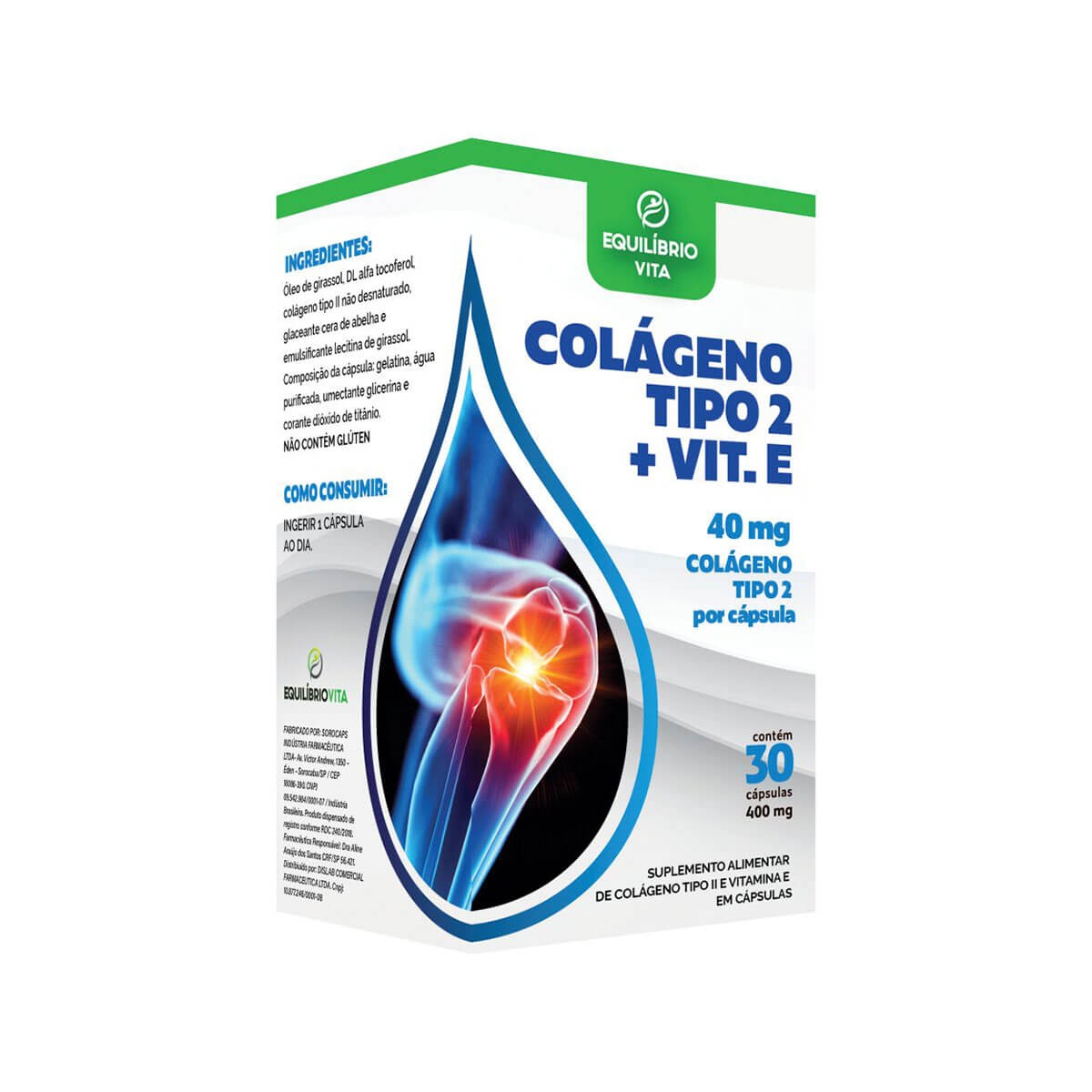 Suplemento Alimentar Colágeno Tipo 2 + Vitamina E Equilíbrio Vita 40mg com 30 Cápsulas Menor preço em Suplemento Alimentar Colágeno Tipo 2 + Vitamina E Equilíbrio Vita 40mg com 30 Cápsulas