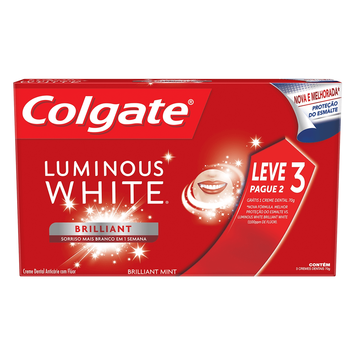 Kit Pasta de Dente Colgate Luminous White Brilliant White com 3 Droga Raia Kit Pasta de Dente Colgate Luminous White Brilliant White com 3 Droga Raia