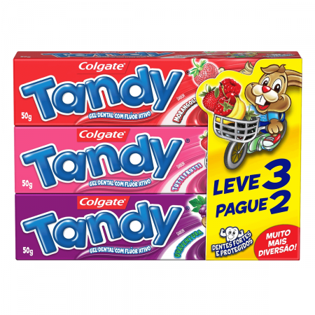 Kit Gel Dental Infantil Colgate Tandy com 3 unidades de 50g