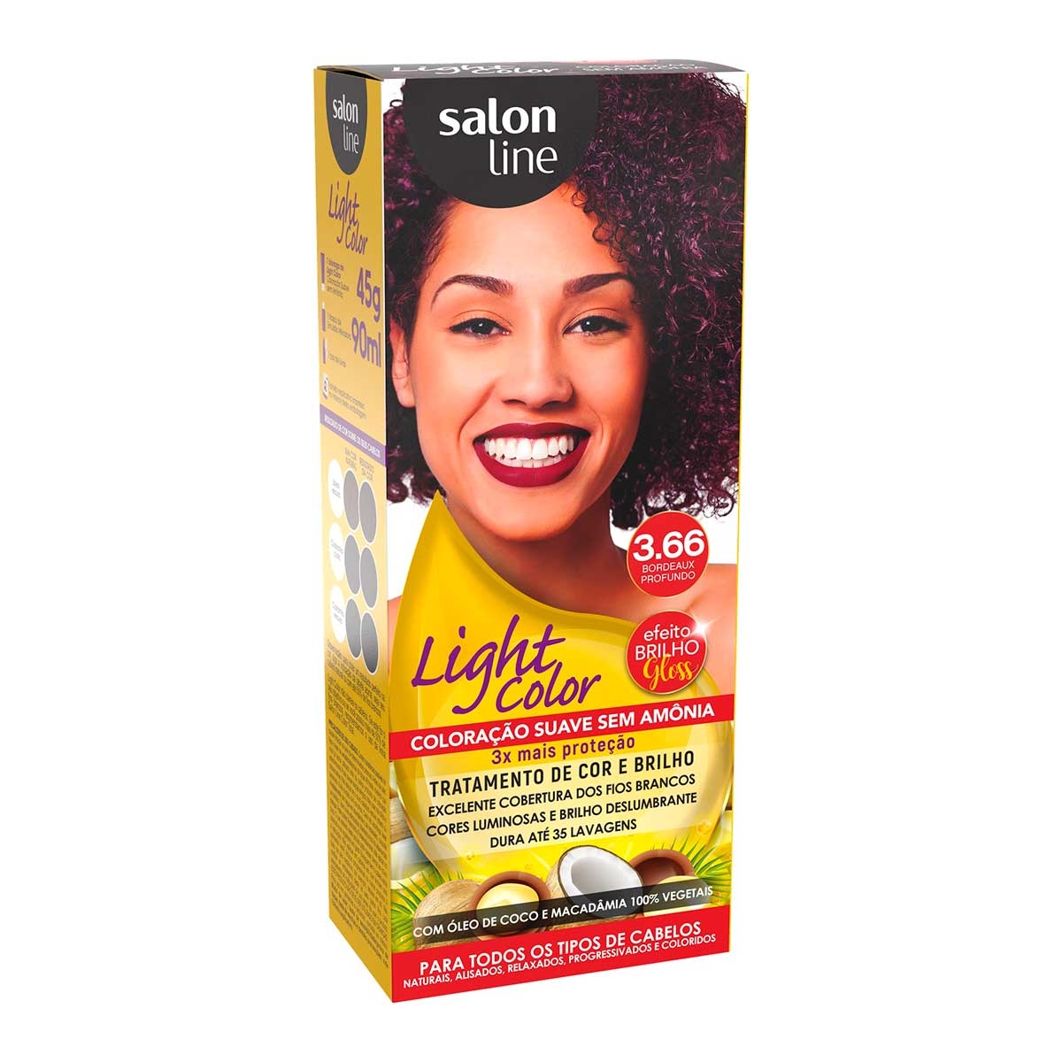Coloração Suave Salon Line Light Color 3.66 Bordeaux Profundo com 1 unidade 1 Unidade