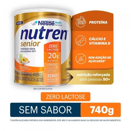 Complemento Alimentar Nutren Senior 50+ Sem Sabor Zero Lactose com 740g