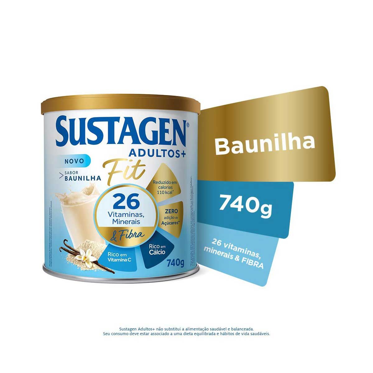 Complemento Alimentar Sustagen Adultos+ Fit Baunilha com 740g