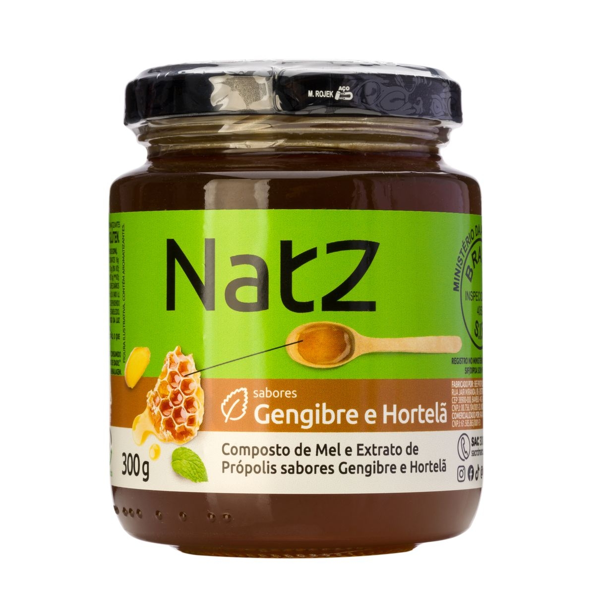 Composto de Mel, Própolis, Gengibre e Hortelã Natz 300g