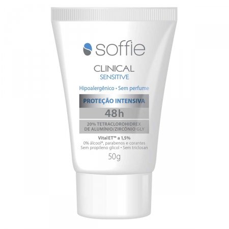 Creme Desodorante Antitranspirante Soffie Clinical Sensitive 48h com 60g