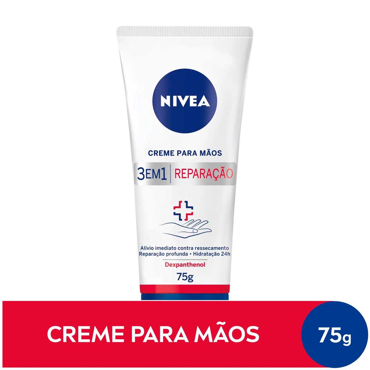 Creme para Mãos Nivea 3 em 1 Reparação com 75ml Menor preço em Creme para Mãos Nivea 3 em 1 Reparação com 75ml