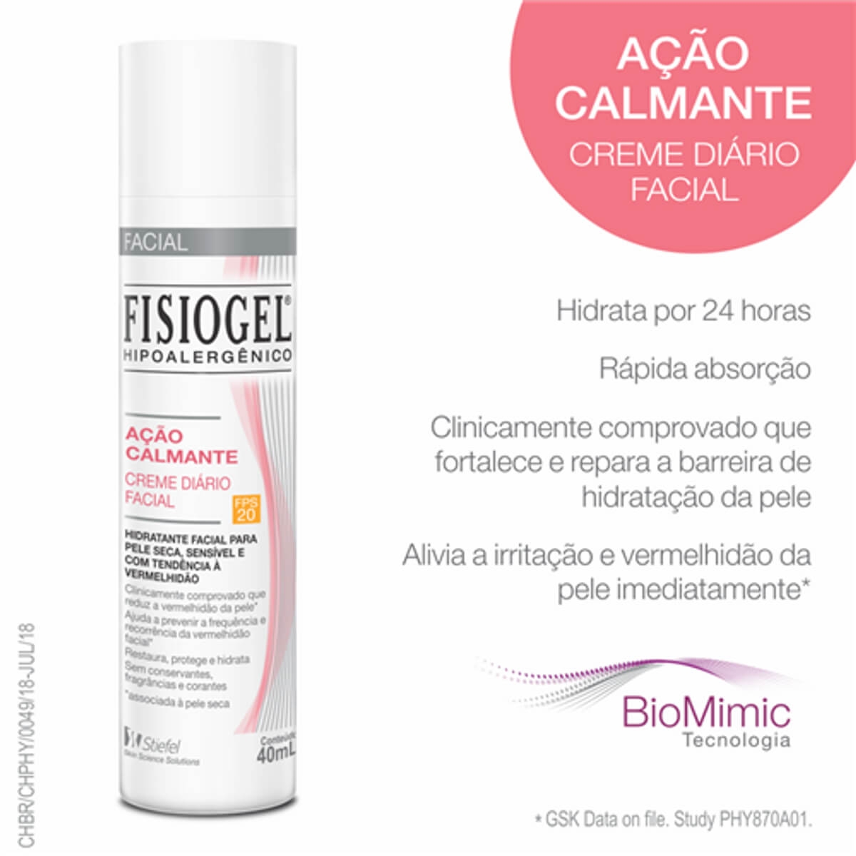 Creme Facial Fisiogel A.I. Ação Calmante FPS 20 com 40ml | Droga Raia