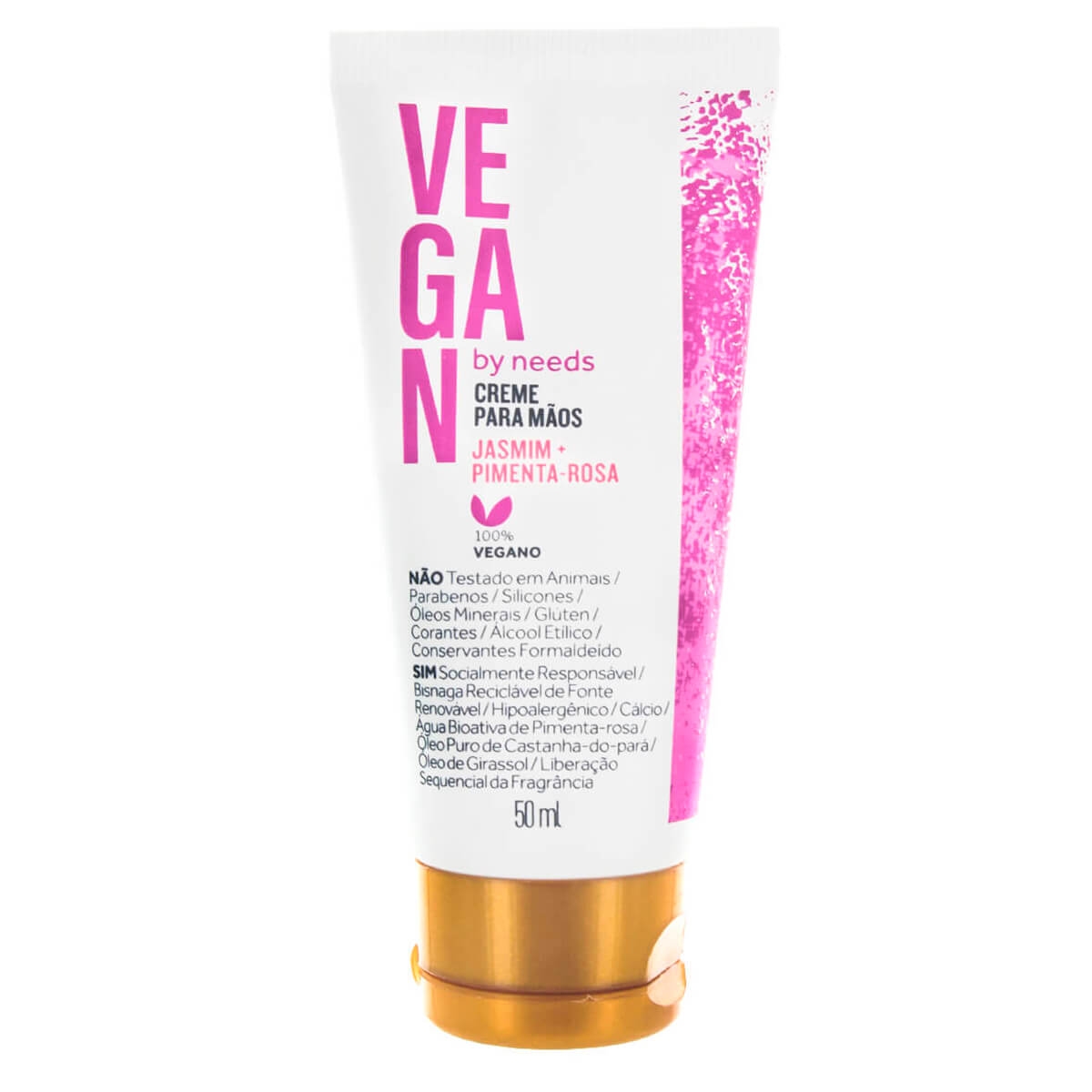 Creme Hidratante para Mãos Vegan by Needs Jasmim e Pimenta Rosa 50ml