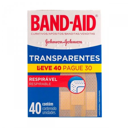 Curativo Transparente Band-Aid Respirável com 40 unidades