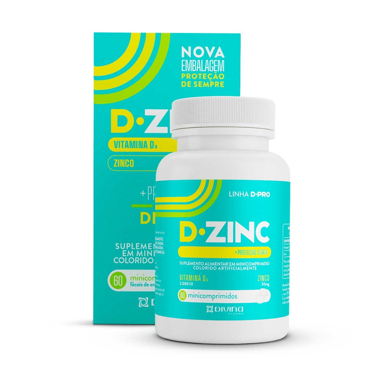 Suplemento Vitamínico D-Zinc Vitamina D + Zinco com 60 comprimidos