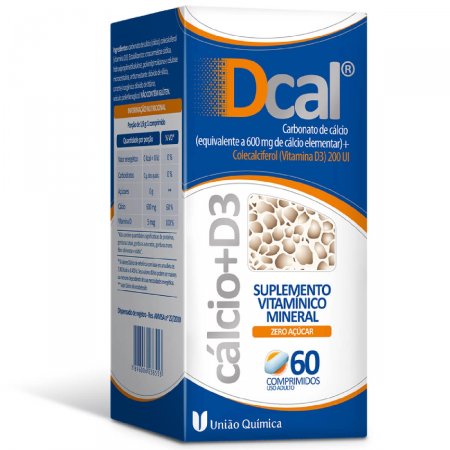 Dcal 600mg + 200 mg+UI Suplemento Vitamínico e Mineral com 60 comprimidos