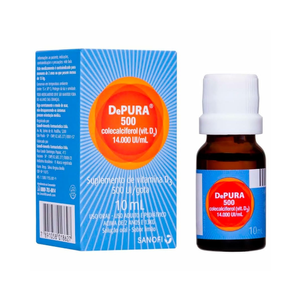 Depura Vitamin D3 Oral Solution Vitamina D DePura 500 14.000UI /ml Gotas 10ml: preço | Droga Raia