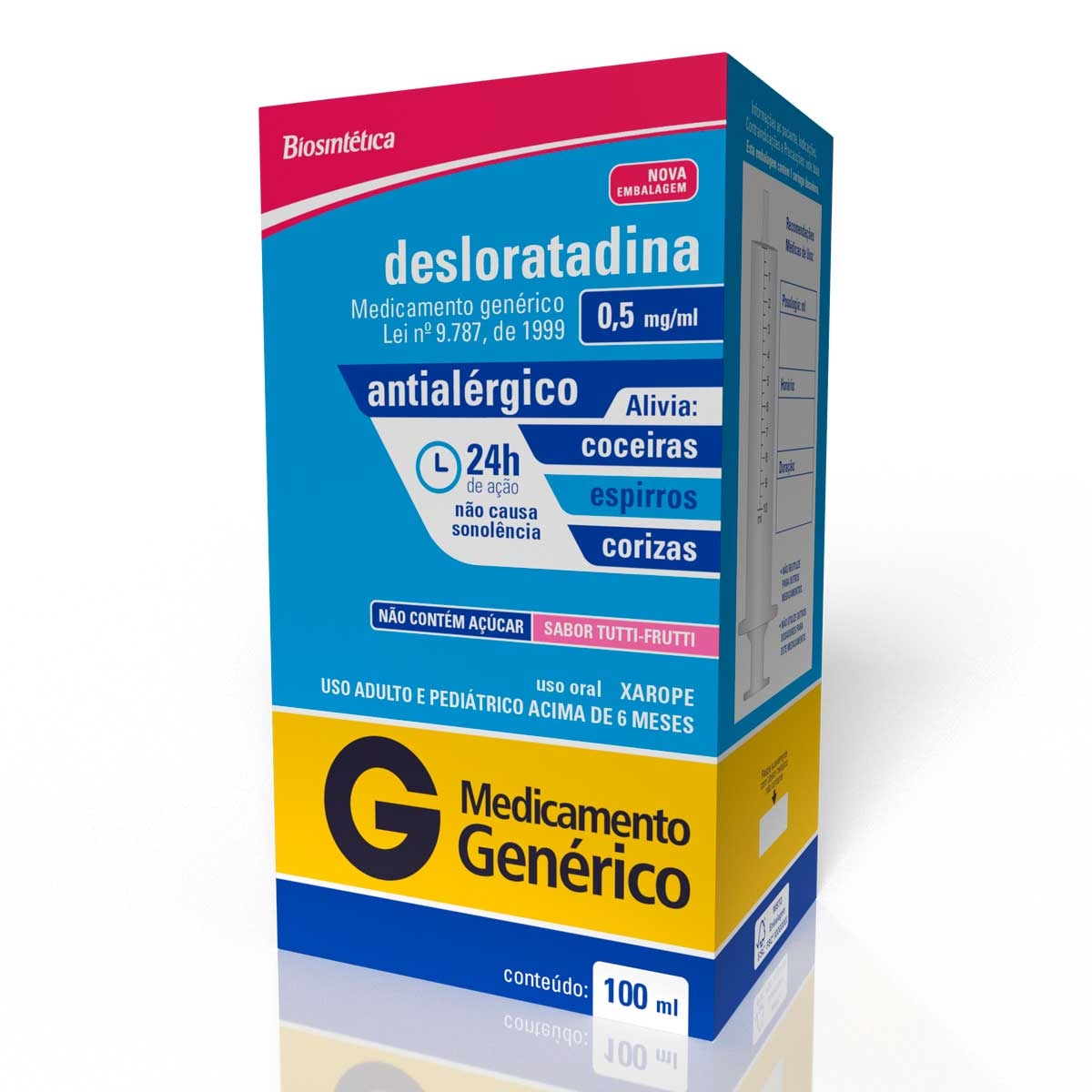 Desloratadina 0,5mg/ml Xarope 100ml Biosintética | Droga Raia