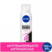Desodorante Antitranspirante Aerosol Nivea Black&White Invisible Clear com 150ml