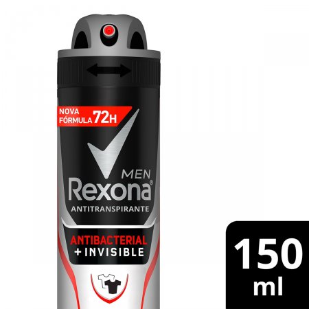 Desodorante Rexona Men Antibacterial + Invisible Aerossol Antitranspirante com 150ml