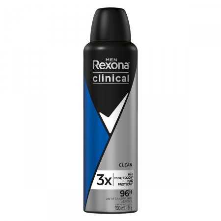 Desodorante Antitranspirante Aerosol Rexona Men Clinical Clean Masculino com 150ml