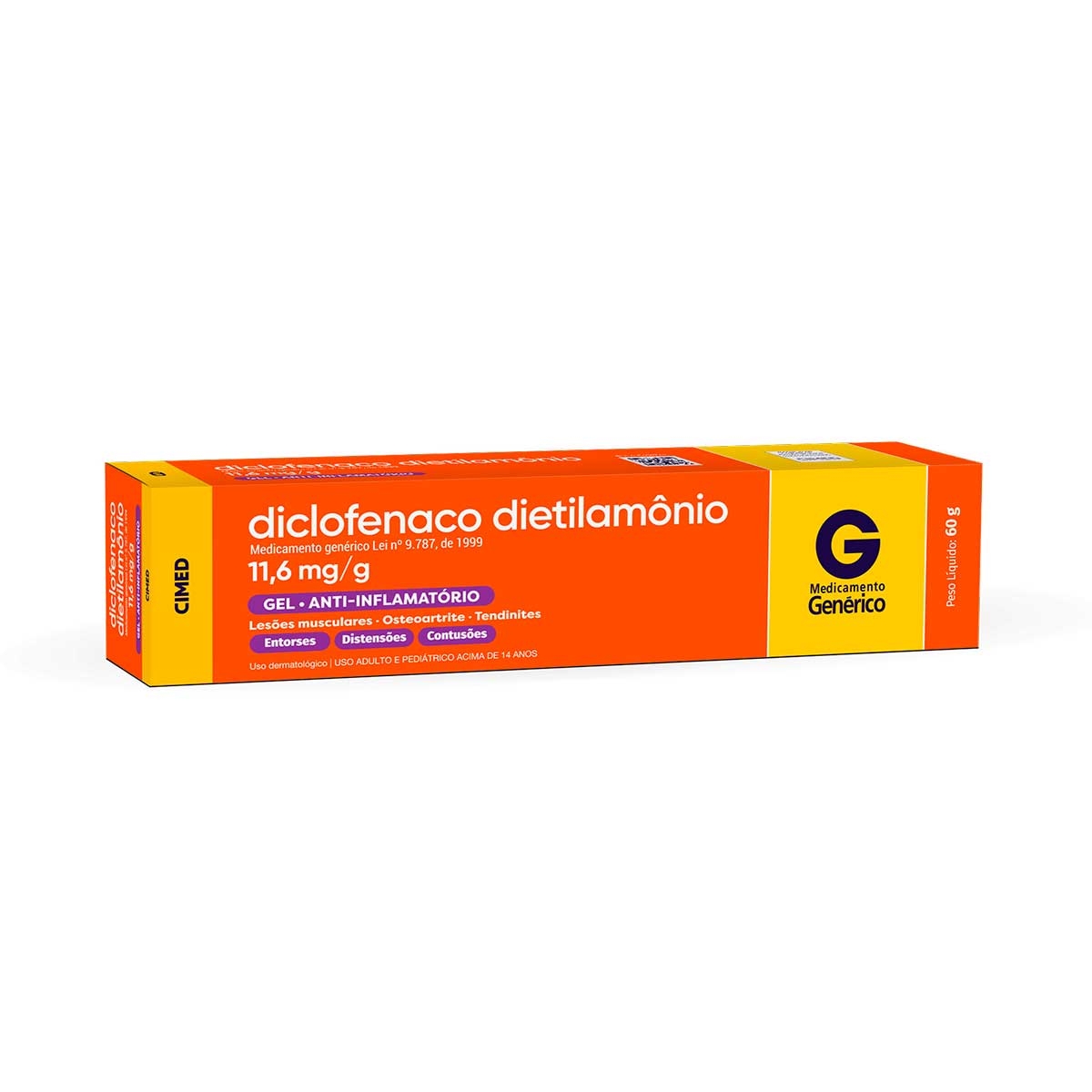 Diclofenaco Dietilamônio Gel 60g Cimed Genérico