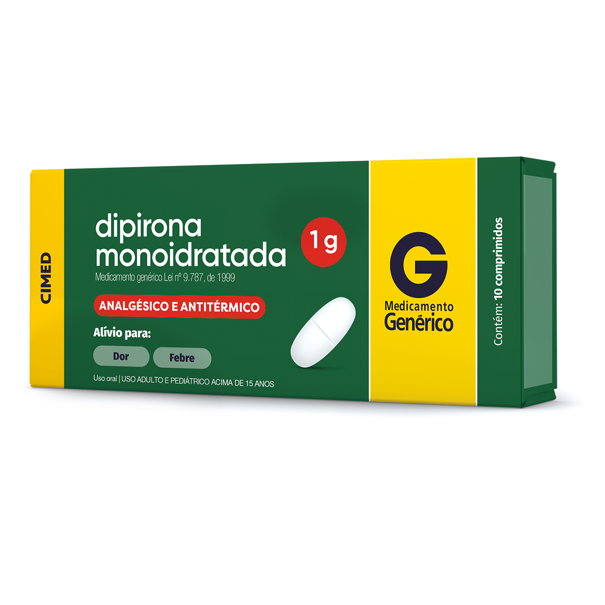 Dipirona Monoidratada 1g 10 comprimidos Cimed Genérico