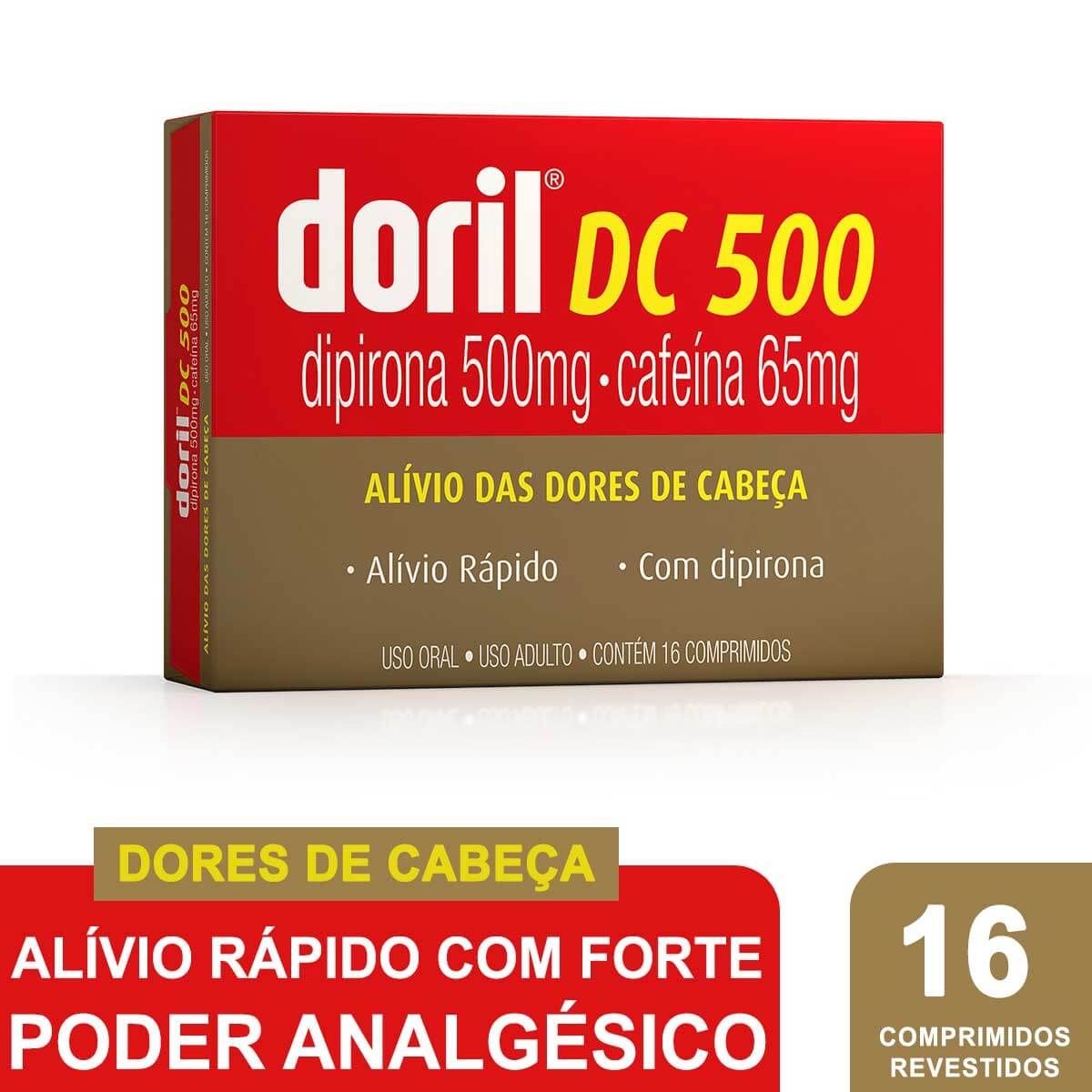Doril DC 500 Dipirona 500mg + Cafeína 65mg 16 comprimidos