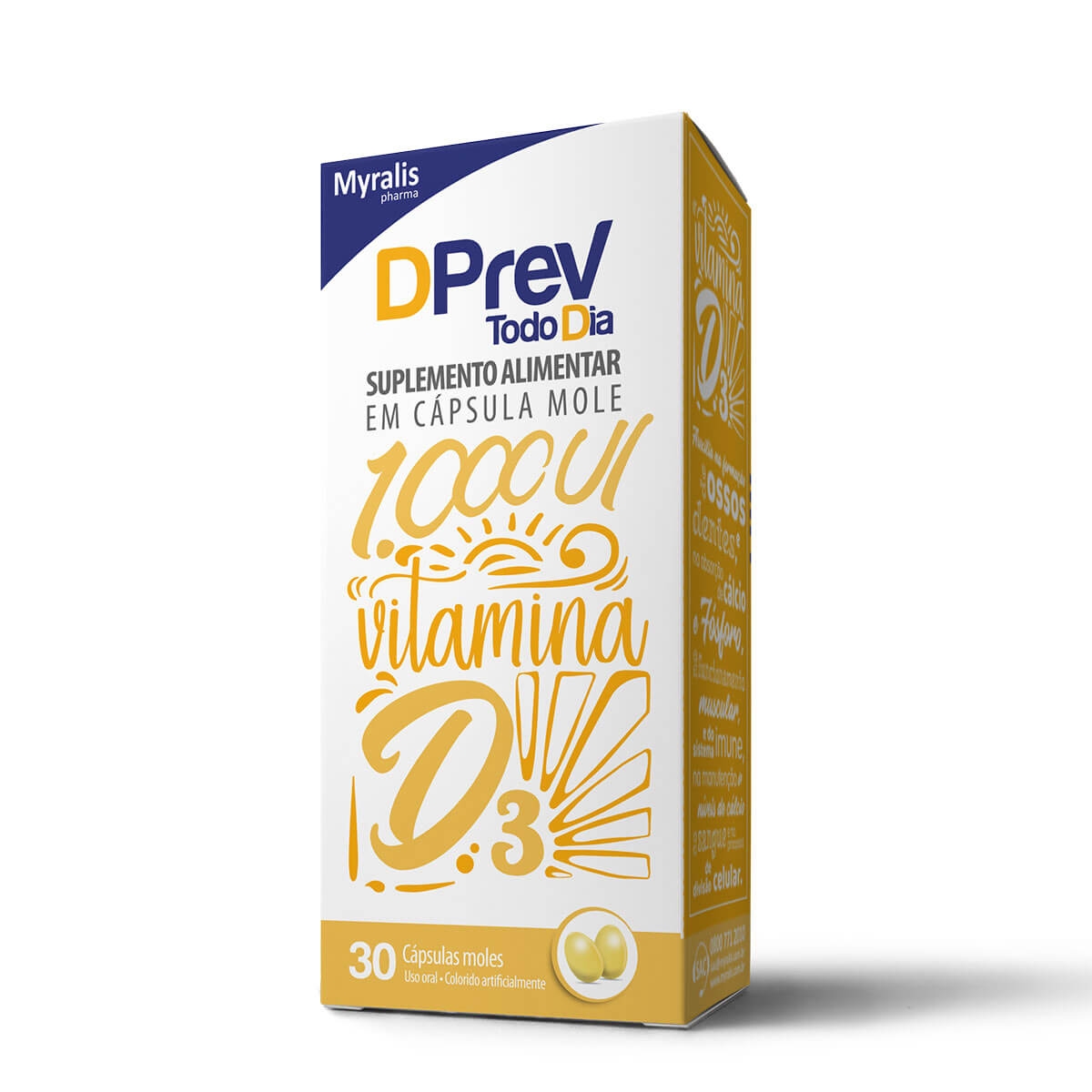 Vitamina D DPrev Todo Dia 1000Ui com 30 Cápsulas