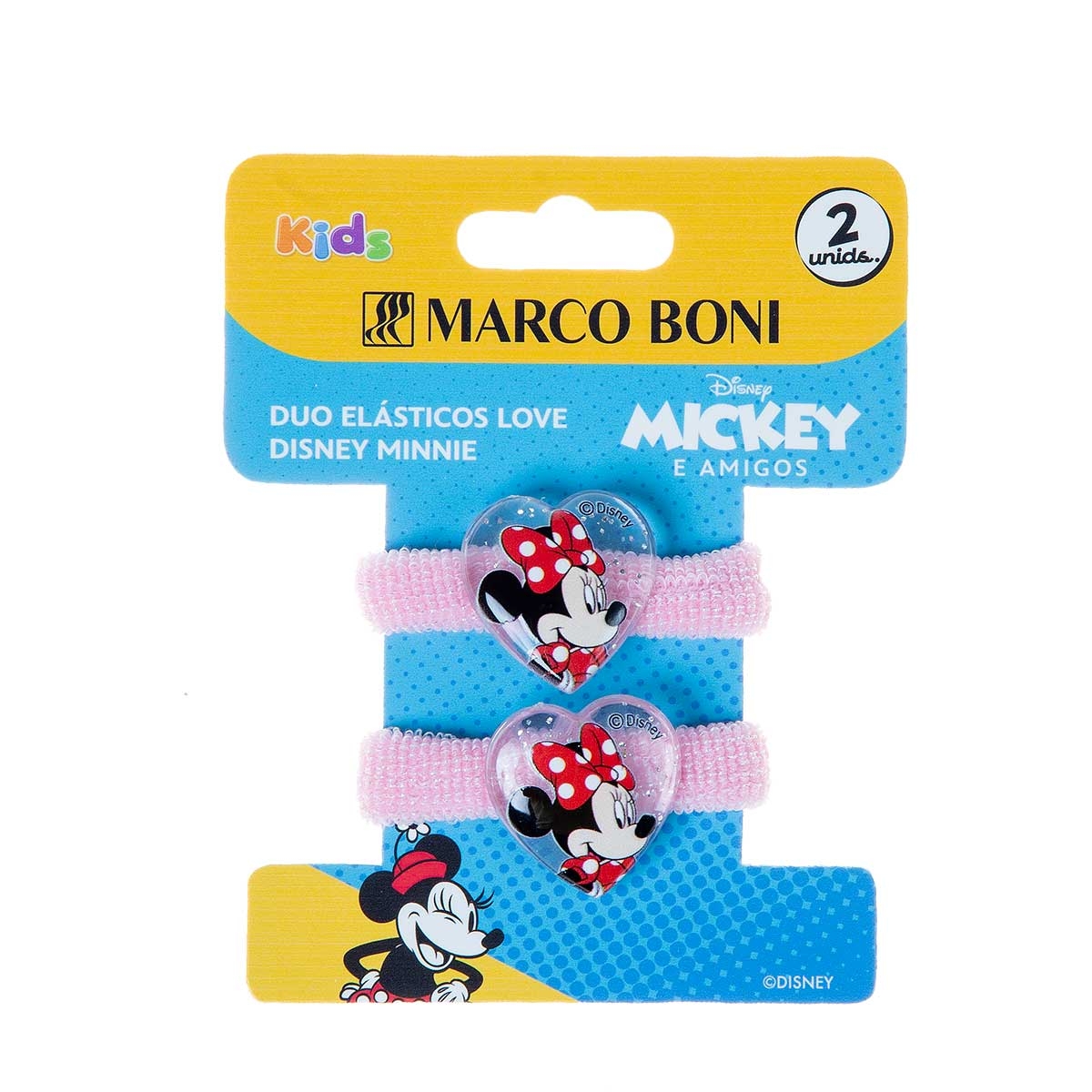 Duo de Elásticos de Cabelo Infantil Love Disney Minnie Marco Boni Rosa 2 Unidades