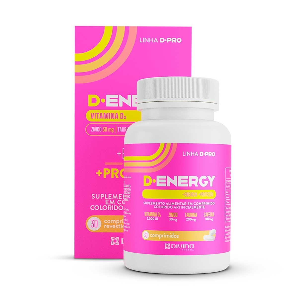 Vitamina D 2000 UI + Zinco 30mg D-Energy 30 comprimidos