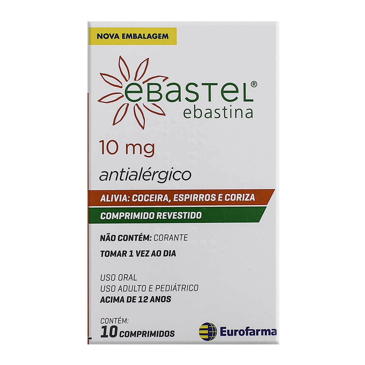 Ebastel 10mg Eurofarma 10 Comprimidos Revestidos