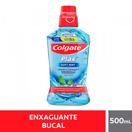 Enxaguante Antisséptico Bucal Colgate Plax Soft Mint com 500ml