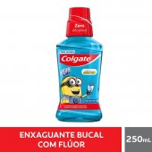Enxaguante Antisséptico Bucal Colgate Plax Kids Zero Álcool Minions com 250ml