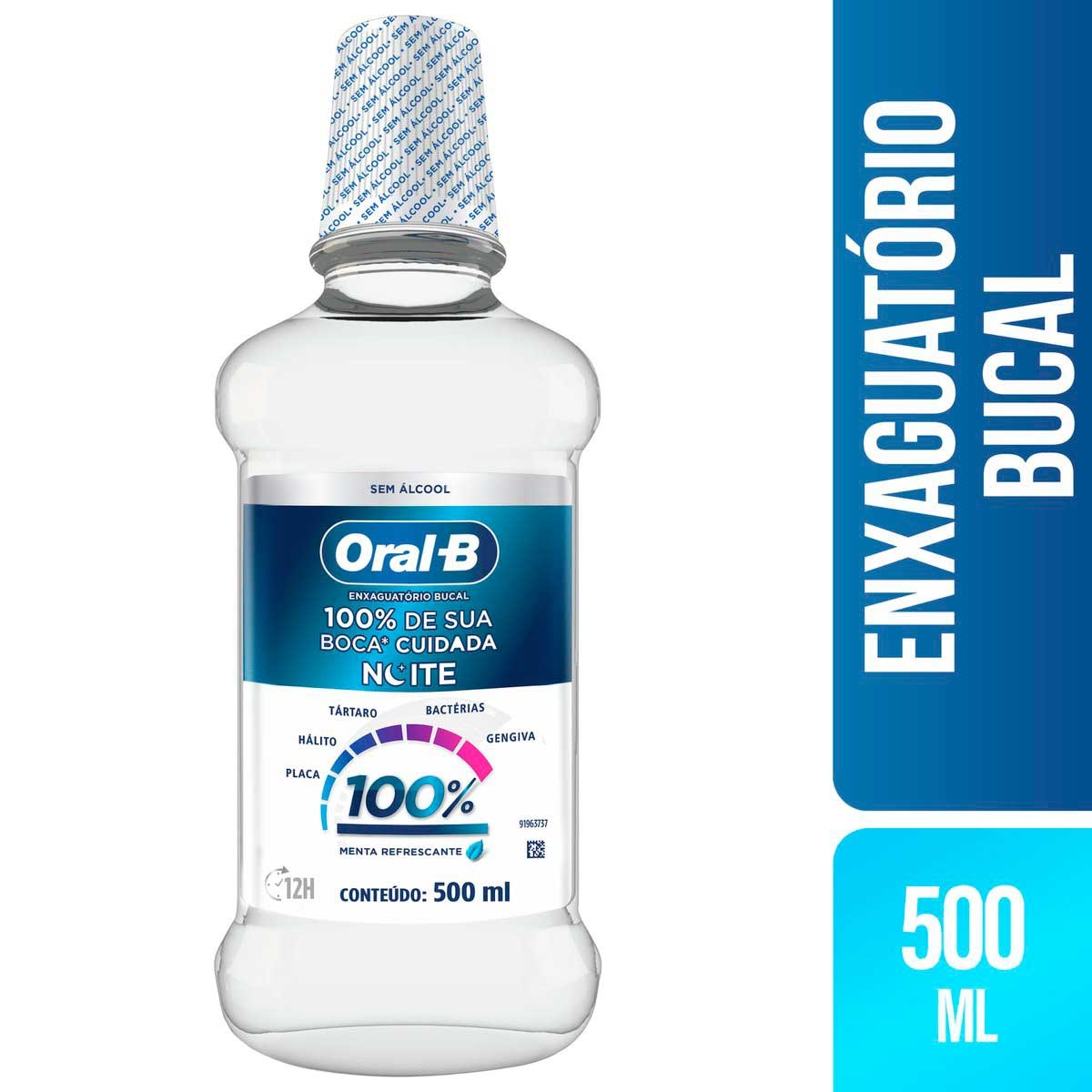 Enxaguante Bucal Oral-B 100% De Sua Boca Cuidada Noite com 500ml Menor preço em Enxaguante Bucal Oral-B 100% De Sua Boca Cuidada Noite com 500ml