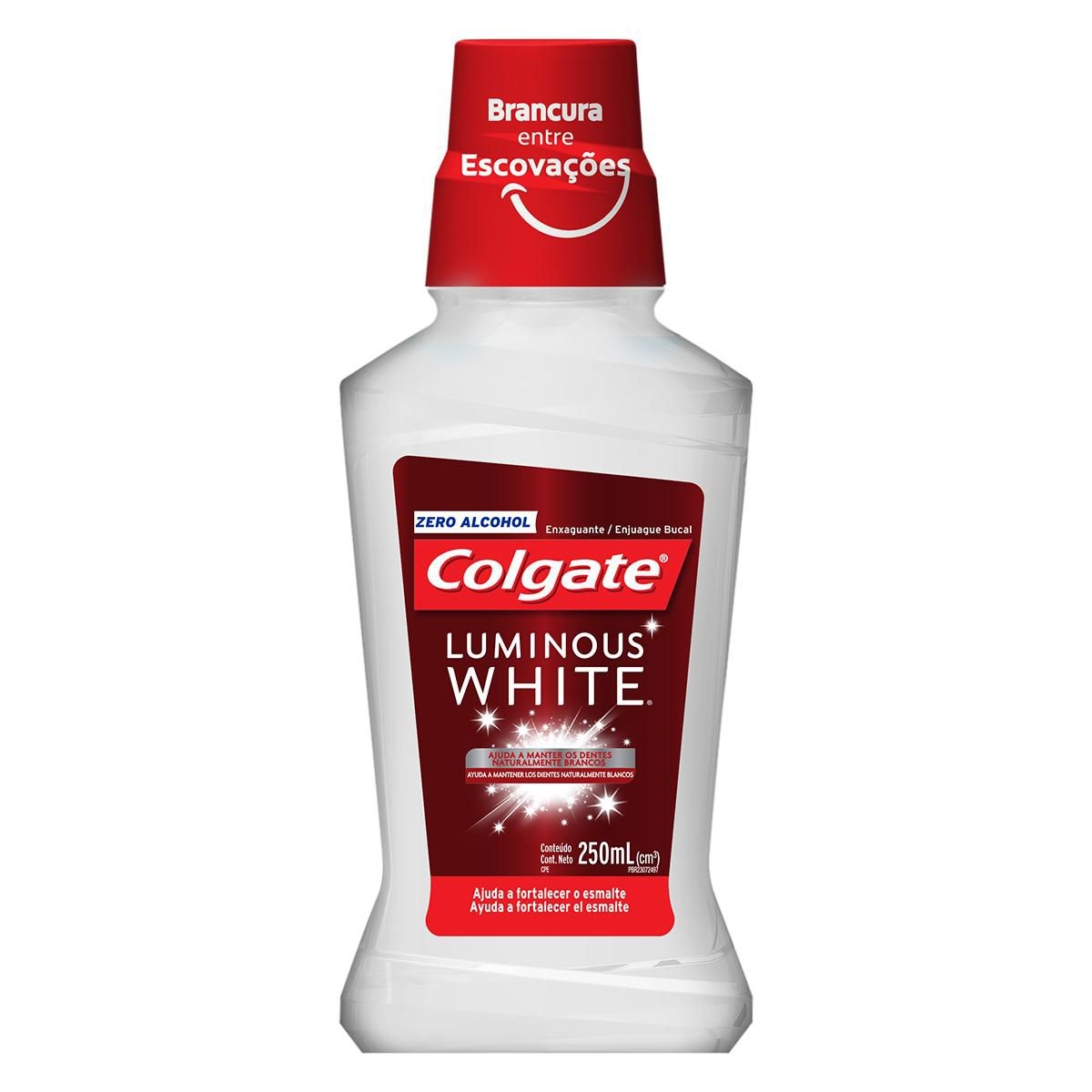 Enxaguante Antisséptico Bucal Colgate Luminous White Sem Álcool com 250ml Menor preço em Enxaguante Antisséptico Bucal Colgate Luminous White Sem Álcool com 250ml
