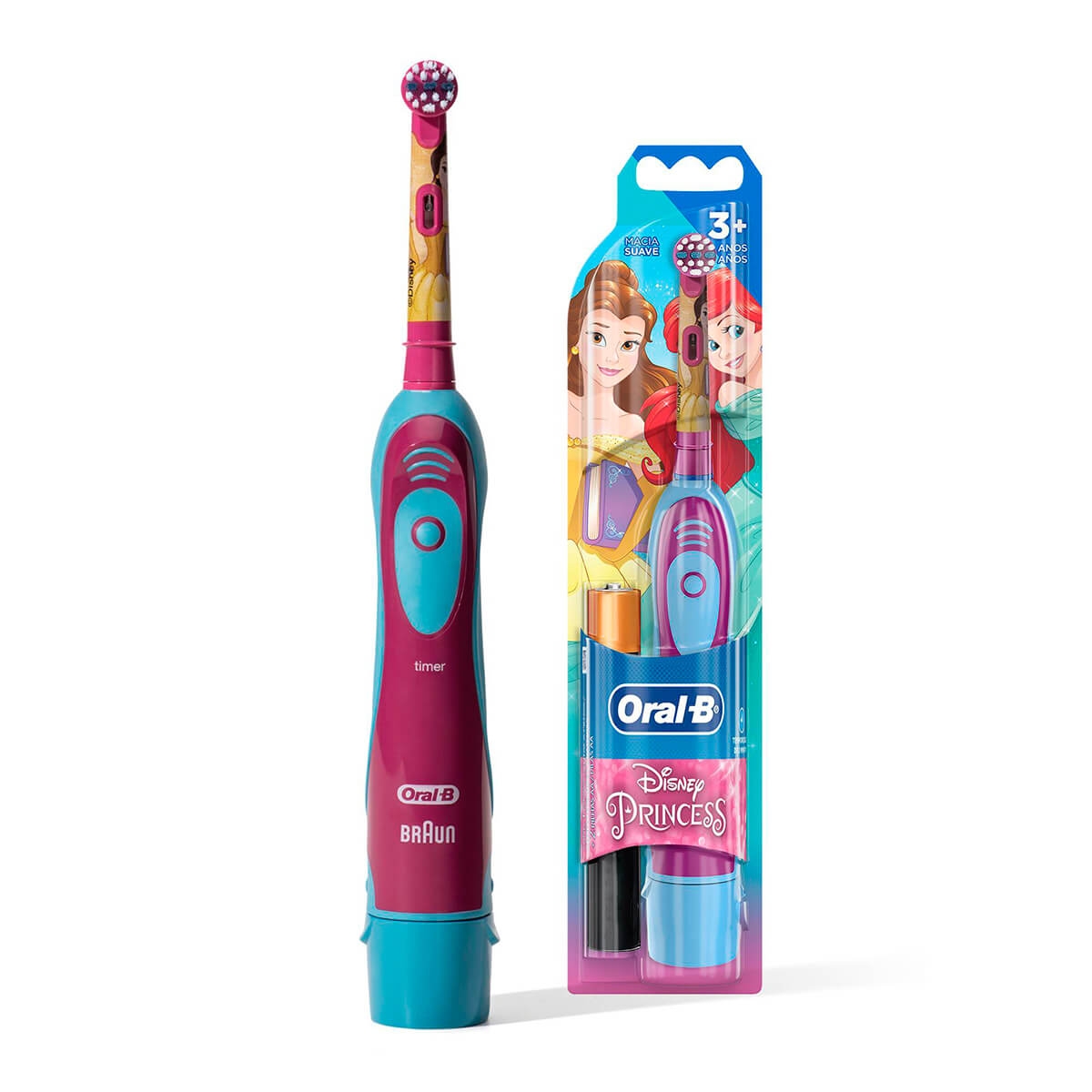 Escova de Dente Elétrica Oral-B Infantil Macia 3+ Anos Disney Princesas com 1 unidade + 2 pilhas AA