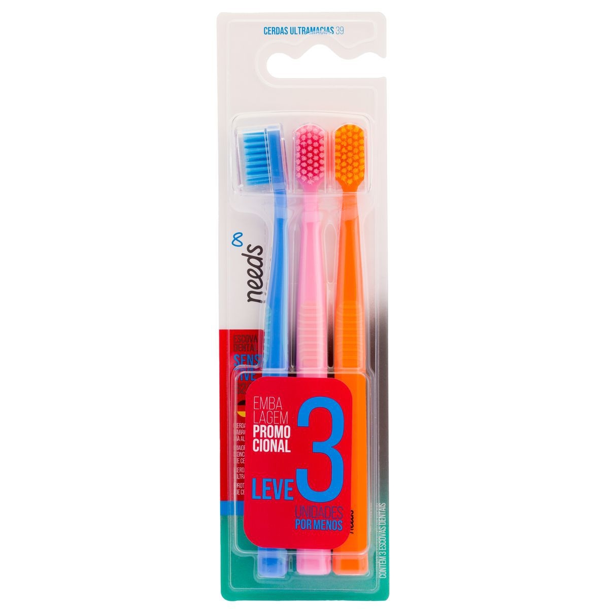 Escova de Dente Needs Sensitive 6240 com 3 Unidades Menor preço em Escova de Dente Needs Sensitive 6240 com 3 Unidades